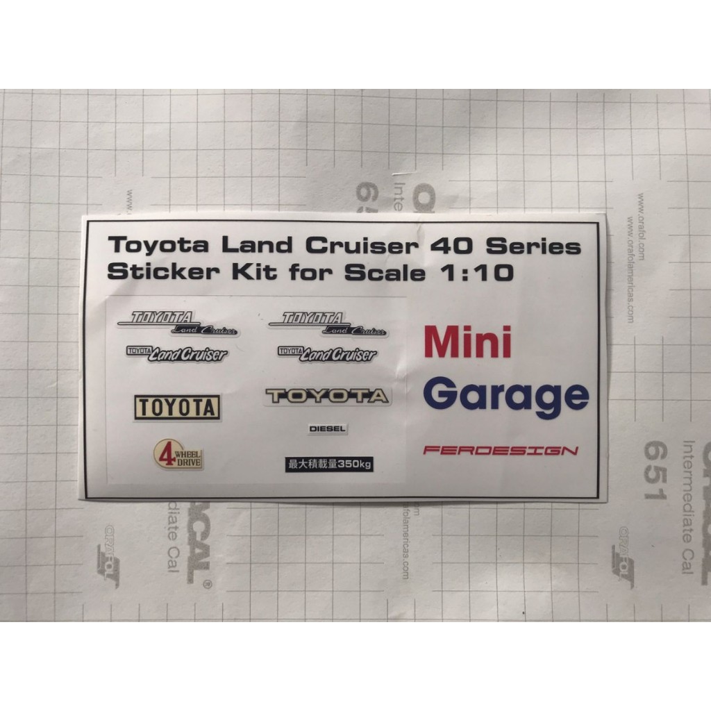 Sticker detailing RC Toyota FJ40 1:10 glande tamiya