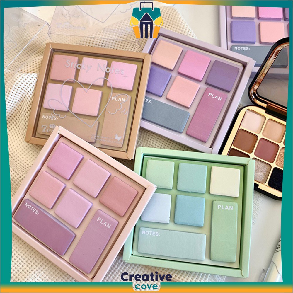 

Sticky Notes Macaron Pallate Edition Memo Tempel Mini Aesthetic / Sticky Note Bentuk Eye Shadow Catatan Kecil Creative Cove A117