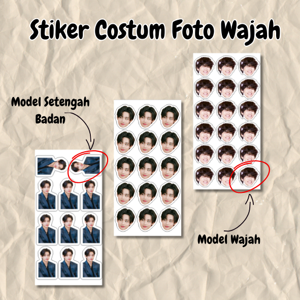 

[ISI 18 PCS] Stiker Muka Custom | Stiker Foto Wajah | Mini Stiker Set Custom