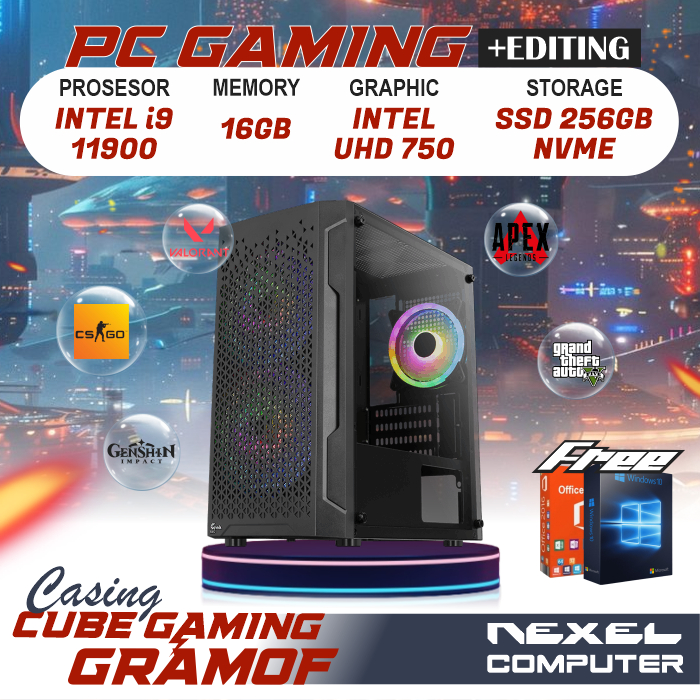 PC Gaming | Intel Core i9-11900 | Intel UHD 750 | 16GB RAM | SSD 256GB Nvme