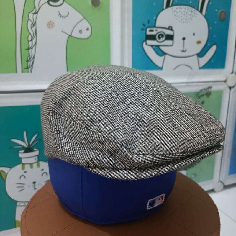 Topi Copet Pet Flatcap Tartan Wool Wolsey