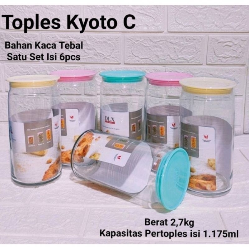 BATAM - Toples Kaca Kyoto C 1175 ml Toples Snack Toples Kacang 1.2L 1 set isi 6 pcs Toples  Lebaran