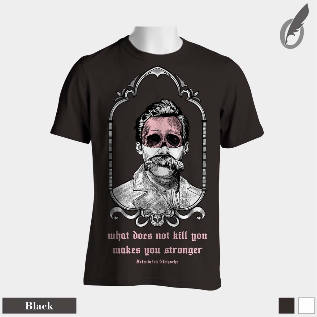 Sociopath T-Shirt Friedrich Nietzsche Makes Stronger - Kaos Unisex