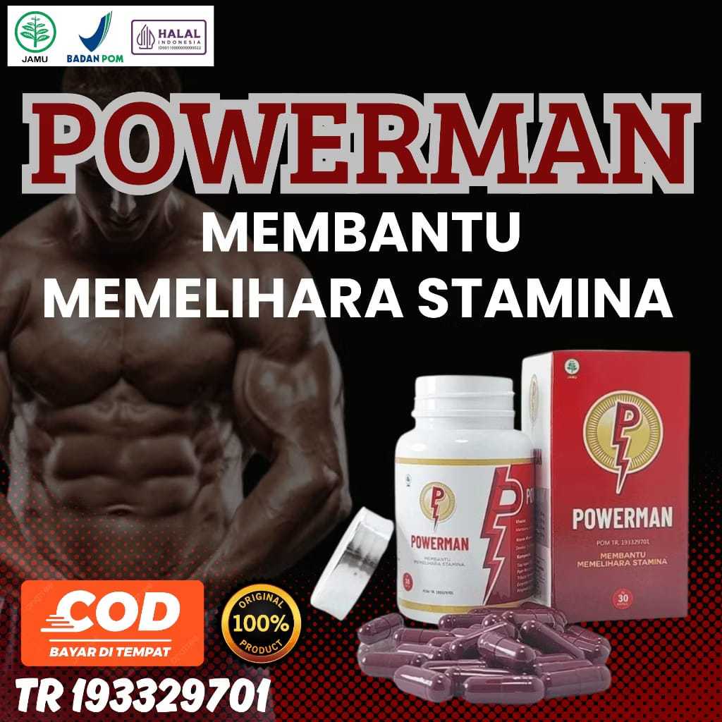 Powerman Herbal Tradisional Obat Obatan Kapsul Stamina Herbal Kuat Original 100%