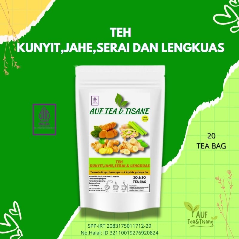 

Teh Kunyit,Jahe,Serai Dan Lengkuas.Isi 20 Tea Bag(Teh Celup)'Auf Tea & Tisane)