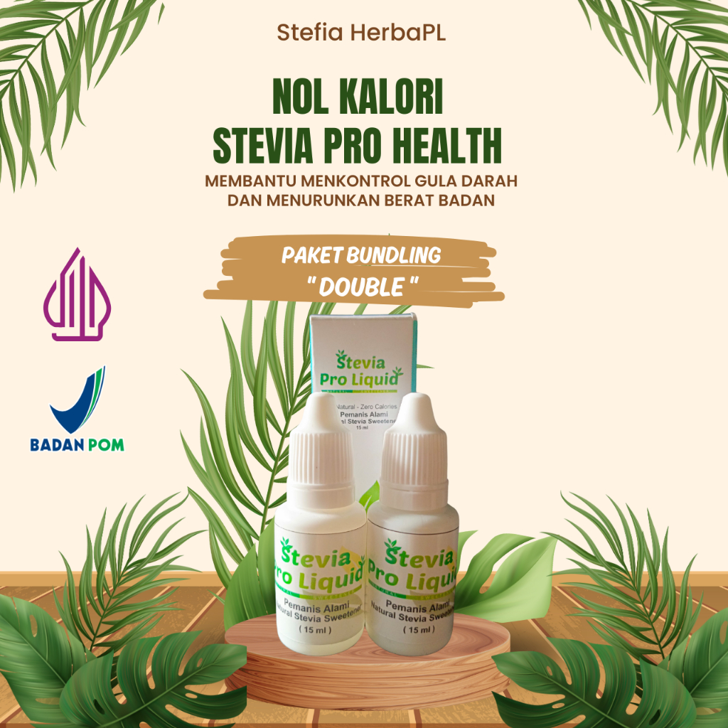 

BUNDLING (PAKET DOBEL) STEVIA PRO 15ML LIQUID TETES NOL KALORI ORIGINAL
