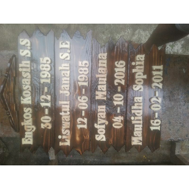 Papan Nama Kayu 7 Tingkat Papan Nama Custom