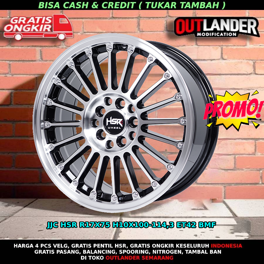Velg Mobil Ring 17 Alphard Xpander Innova Rush Terios HSR JJC R17 Black Polish / Velg Mobil Rush R17