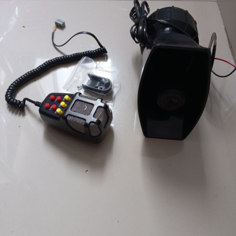 klakson sirine toa 7suara mobil motor ambulance patwal patroli polisi set dapat mic dan breketnya