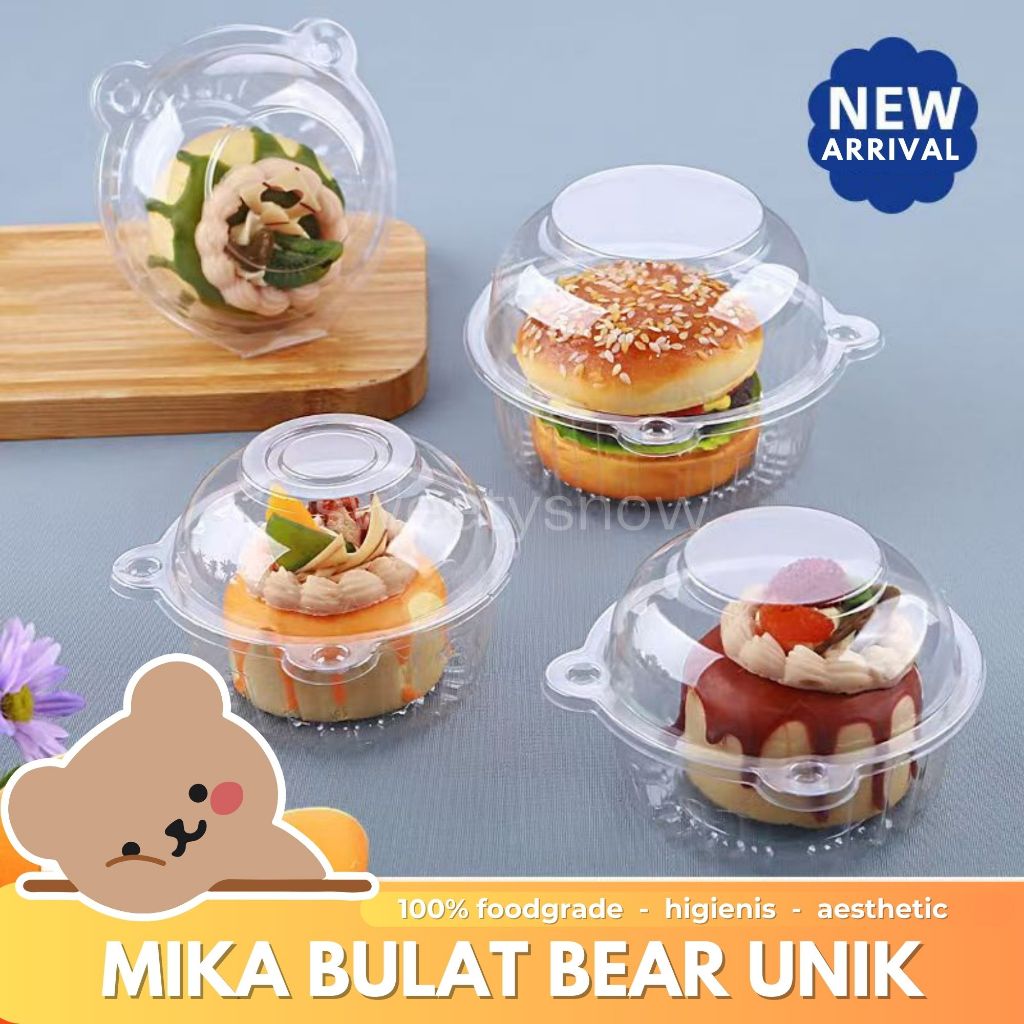 MIKA BULAT BEAR UNIK / Mika Bola / Kemasan Kue Cake Roti / Mika Pudding Hampers