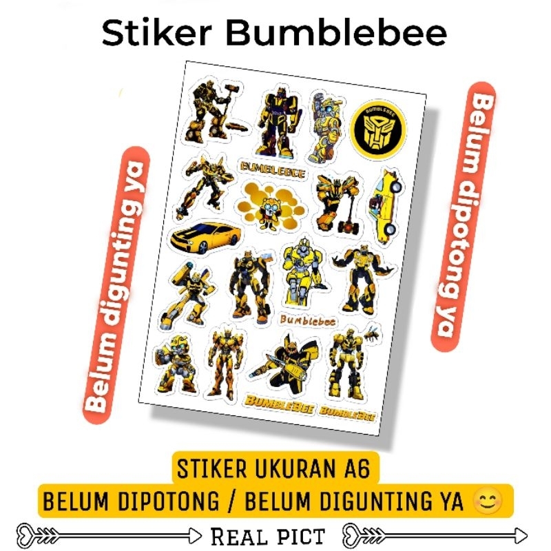 

STIKER BUMBLEBEE / STIKER BELUM DIPOTONG BAHAN VINYL UKURAN A6 / STICKER BUMBLEBEE / STIKER KARAKTER LUCU