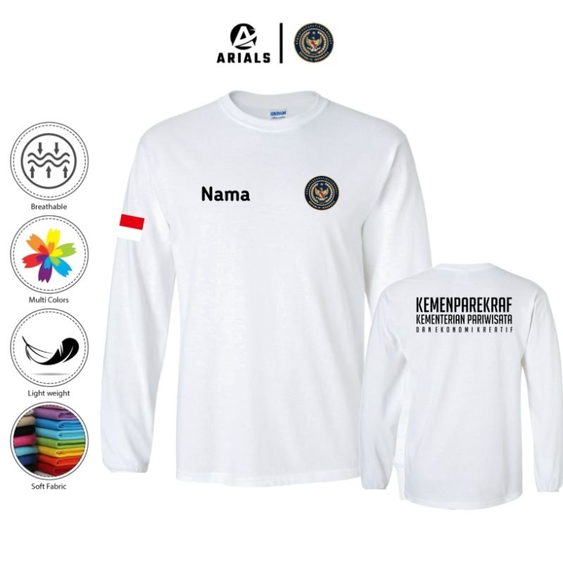 Arials Kaos Baju Lengan Panjang KEMENPAREKRAF Kementerian Pariwisata dan Ekonomi Kreatif