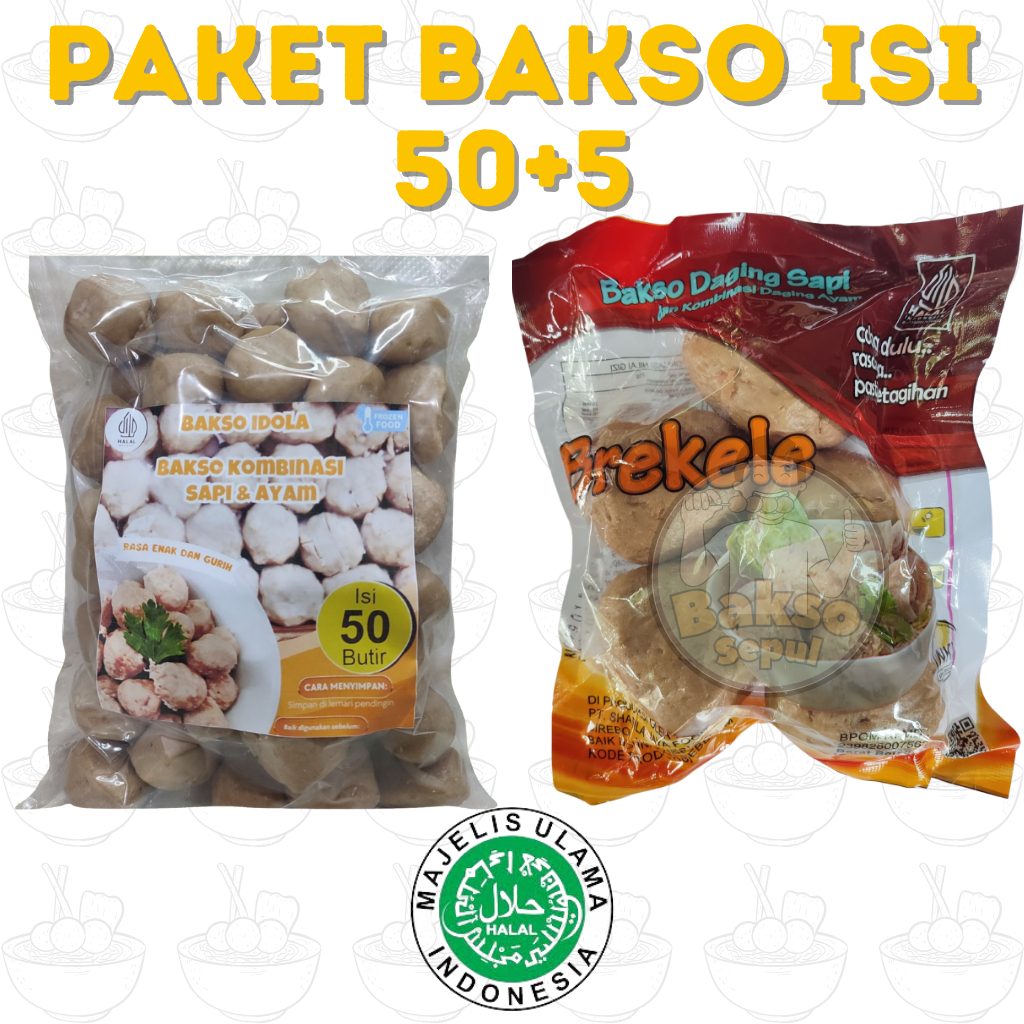 

paket bakso isi 50+5 jumbo kombinasi daging sapi dan ayam