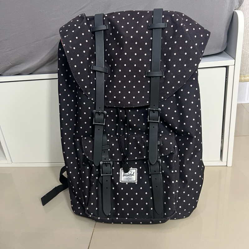 Herschel Supply Little America Backpack Limited Edition / Tas Ransel Punggung Kanvas - Black Polkado