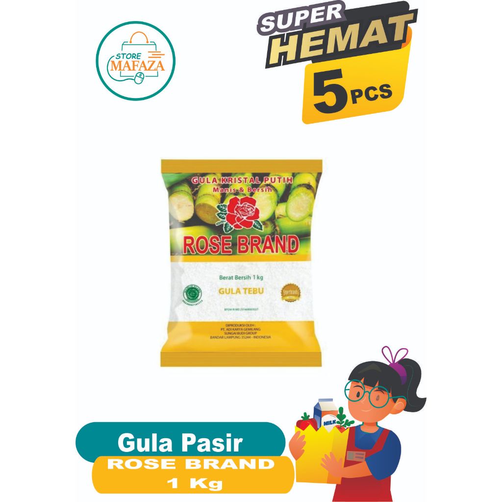 

ROSE BRAND Gula Pasir Premium Rose Brand Kuning 1 Kg SUPER HEMAT 5 PCS