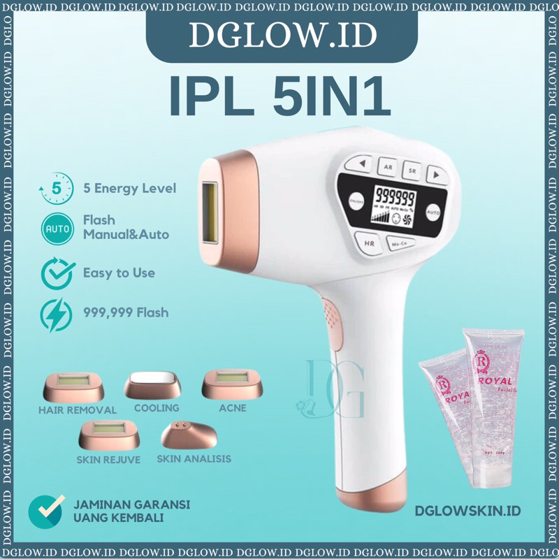 Alat IPL Hair Removal 5in1 Alat laser Ipl penghilang bulu Acne Skin Rejuve Dengan 999,999 Shoot