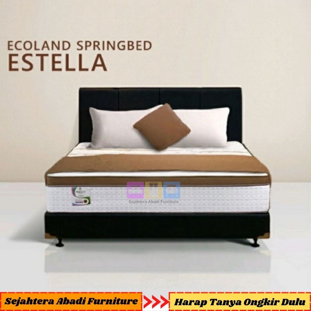 Spinno Springbed Kasur New Estella Ecoland Spring bed Jumbo Plushtop Matras dan Full Set Free Bantal