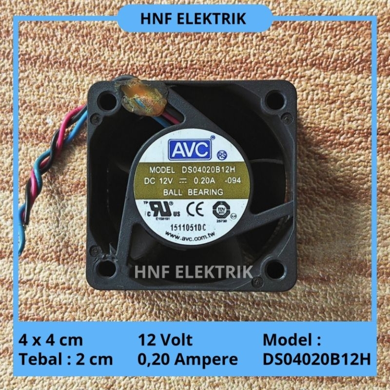 Fan 4cm Avc 12v 0.20a Kipas DC 4 x 4 cm 12V 0,20A
