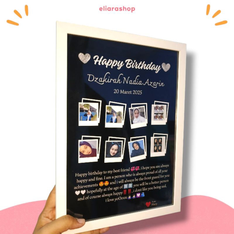Gift Ultah / Kado Ulang Tahun / Cetak Foto Plus Bingkai Akrilik / Cetak Foto Papan MDF / Bingkai Wis