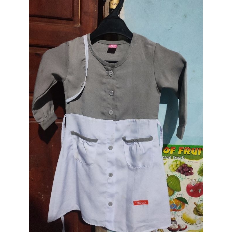 preloved gamis anak nibras putih abu