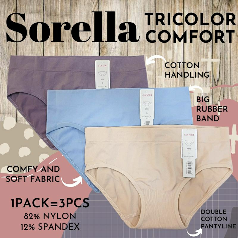 sorella tricolor comfort panty pack / celana dalam wanita branded murah