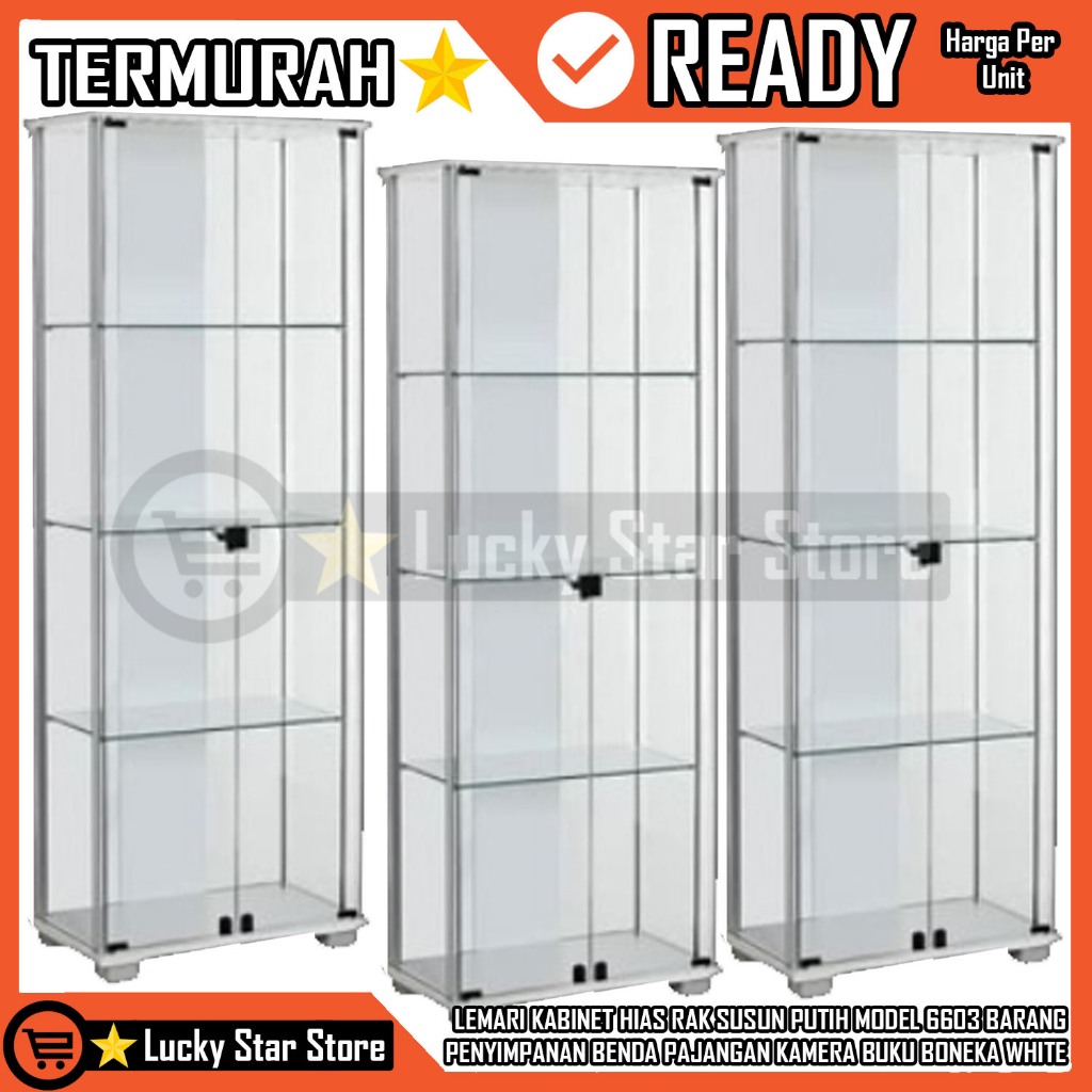 Lemari Hias Model 6606 Penyimpanan Menghemat  Hias Hiasan Ruang Tamu Putih Kabinet Buka Tutup Mudah 