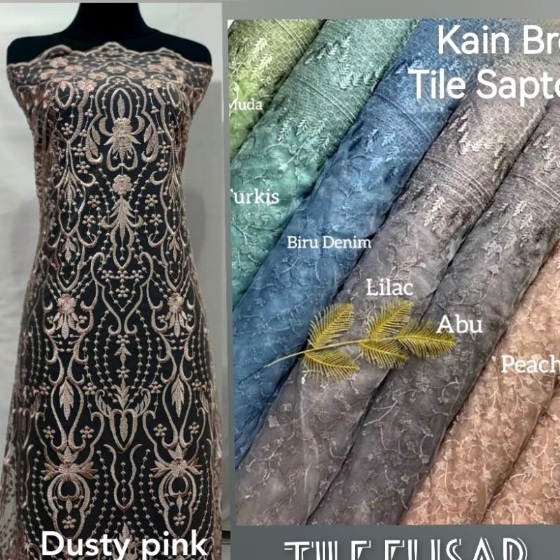Kain Brokat Tile Bordir Elisab Bahan Kebaya