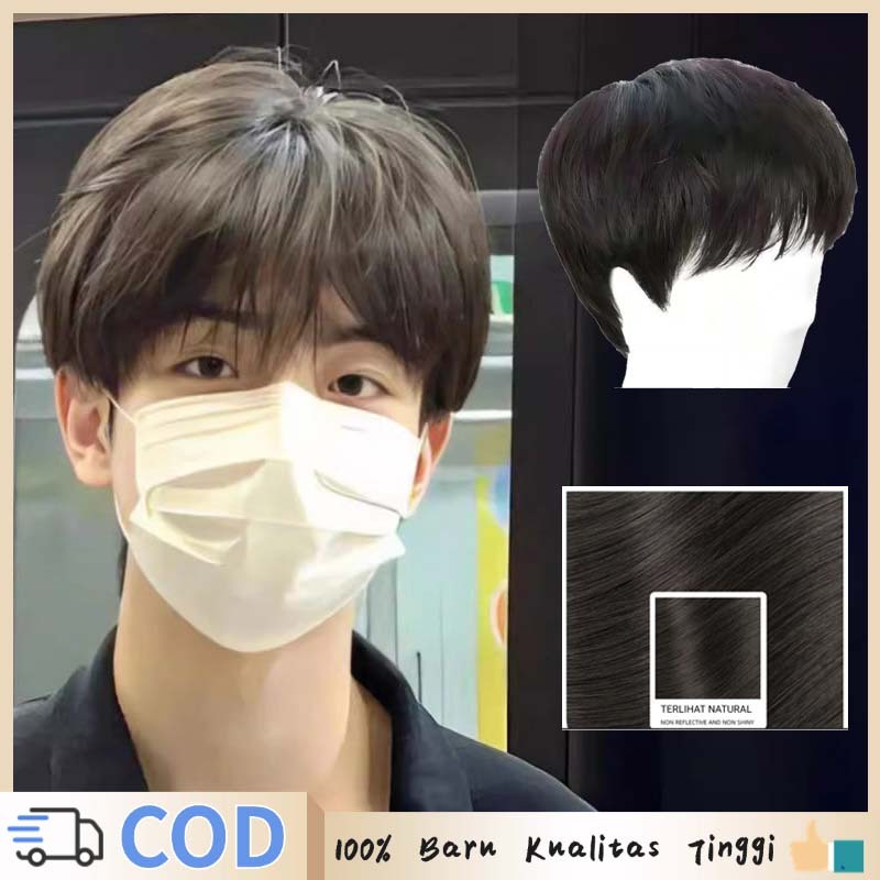 Wig Pria Pendek Wik Rambut Pria Pendek Rambut Palsu Pria Rambut Wig Pria Pendek Korea