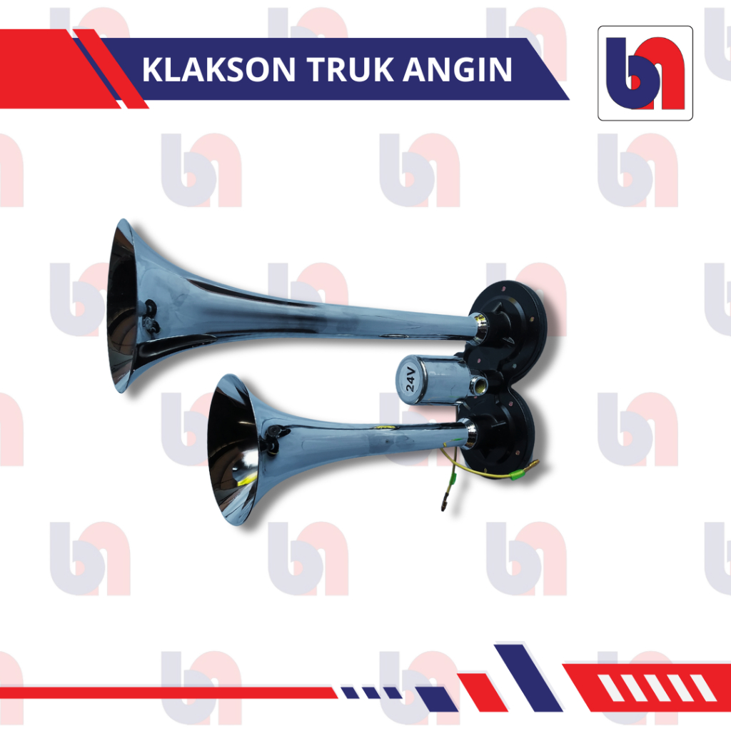 COD Klakson Truk Angin 2 Corong Dobel Bel Terompet 24v Elektrik 30cm Air Horn Mobil Truck Engkel Con