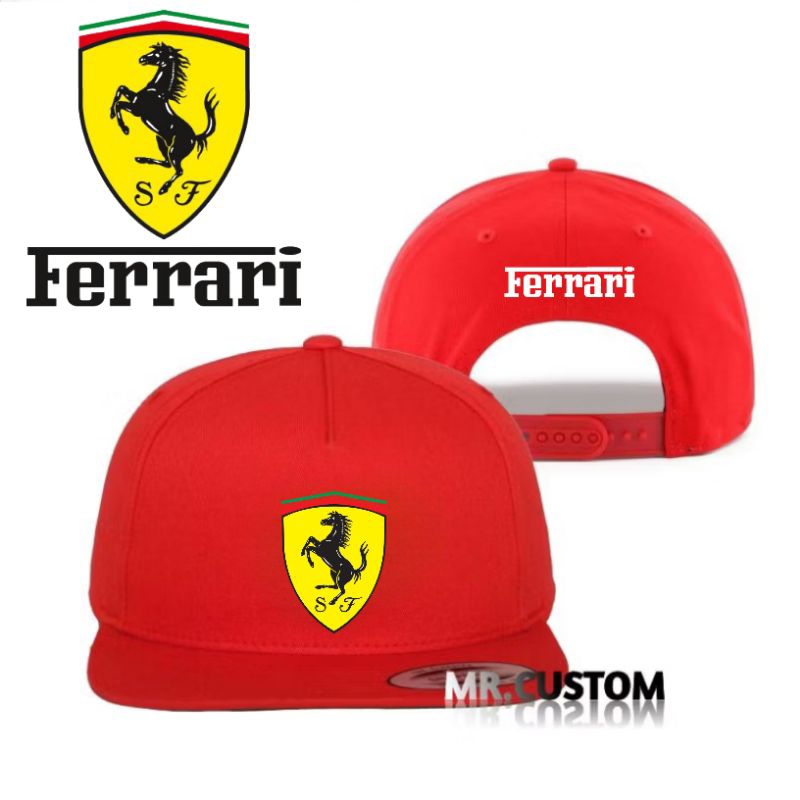 Topi Snapback Premium Ferarri/ Topi Trucker Racing Brand Pria Wanita Dewasa