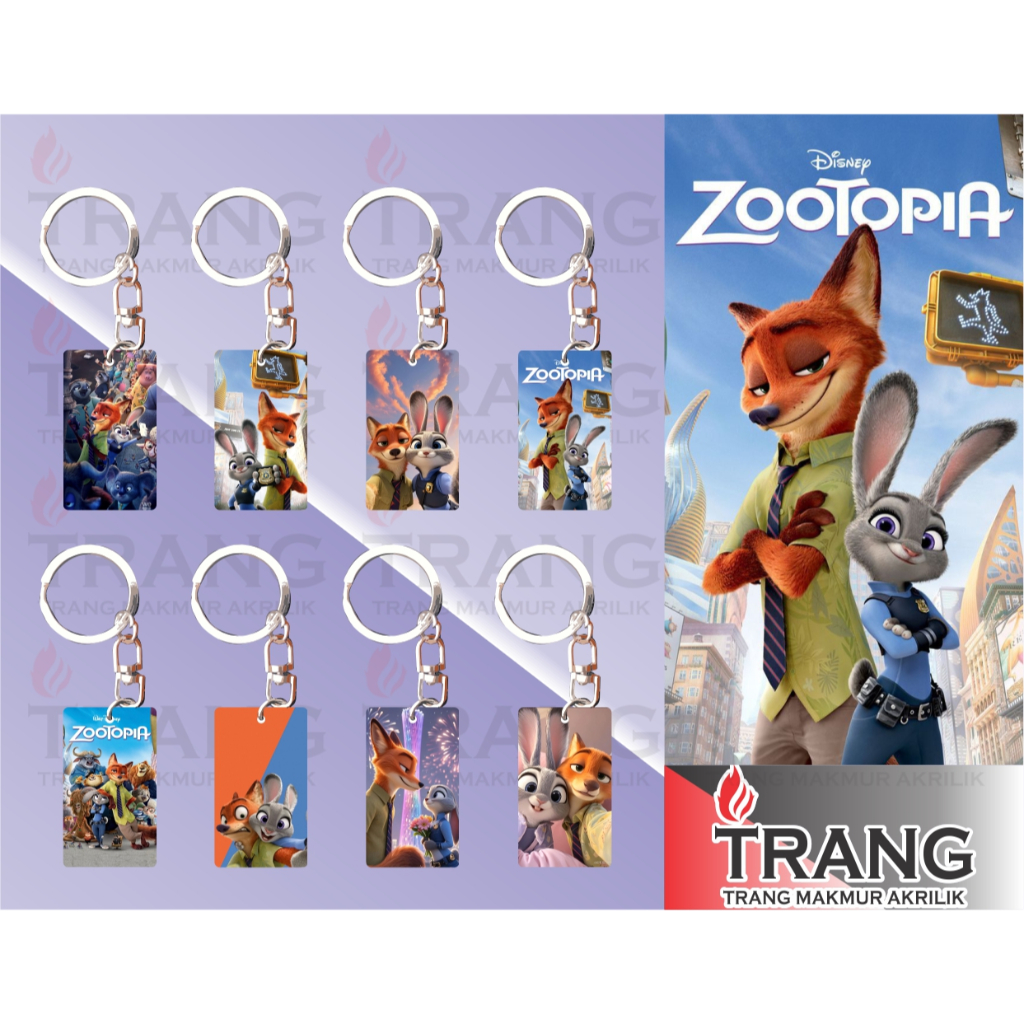 Gantungan Kunci Akrilik Zootopia / Keychain Acrylic Zootopia