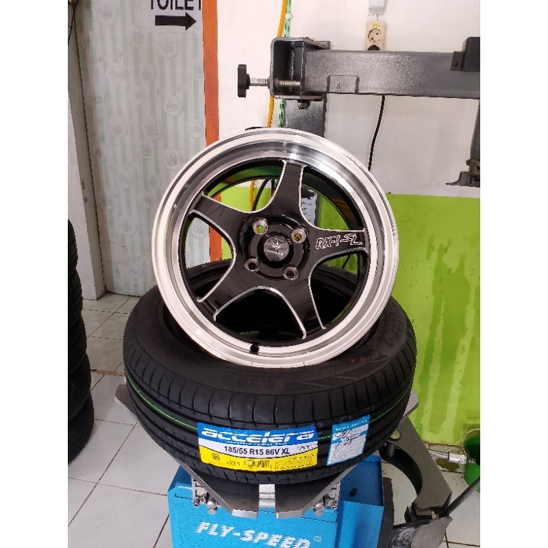 Velg Racing Mobil Te37 ring 15 lebar7 pcd4x100 Et35 Black Polis