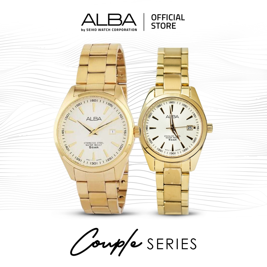 ALBA Jam Tangan COUPLE AG8384 & AH7A22 Quartz Gold Watch