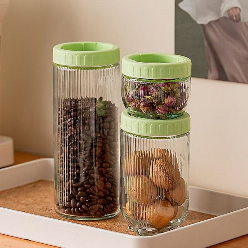 N5 Toples kaca lebaran set isi 3 toples kue kering penyimpanan makanan Toples Tutup Hijau