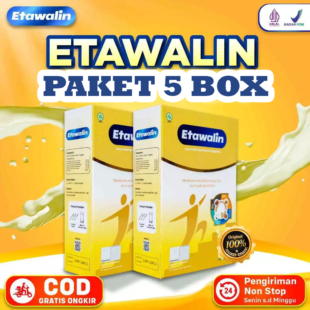 

Paket 5 Box Etawalin - Susu Kambing Etawa Asli Rendah Gula Anti Nyeri Sendi Isi 200 Gram