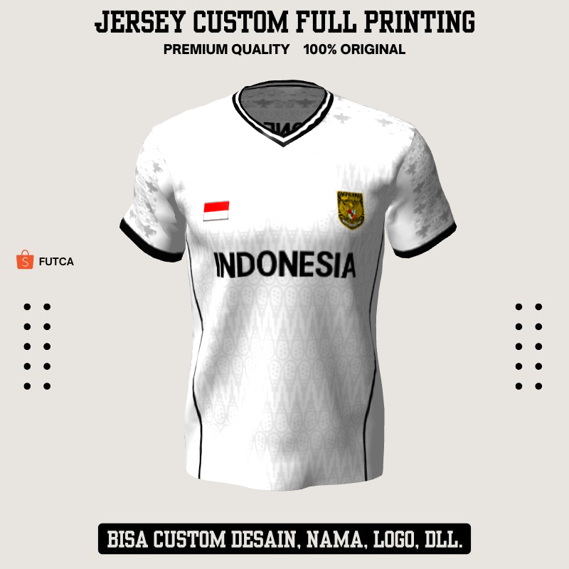 Kaos Jersey Futsal Putih Motif Geometris 556 - Jersey Baju Olahraga Custom Full Printing