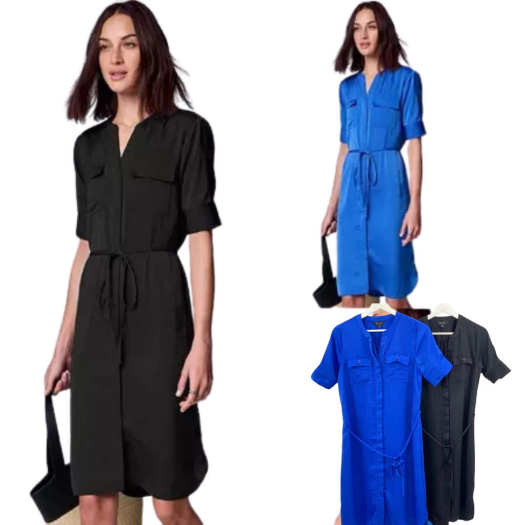 DRES LENGAN PENDEK KERAH V.NECK FULL KANCING MENGUNAKAN TALI PINGGANG