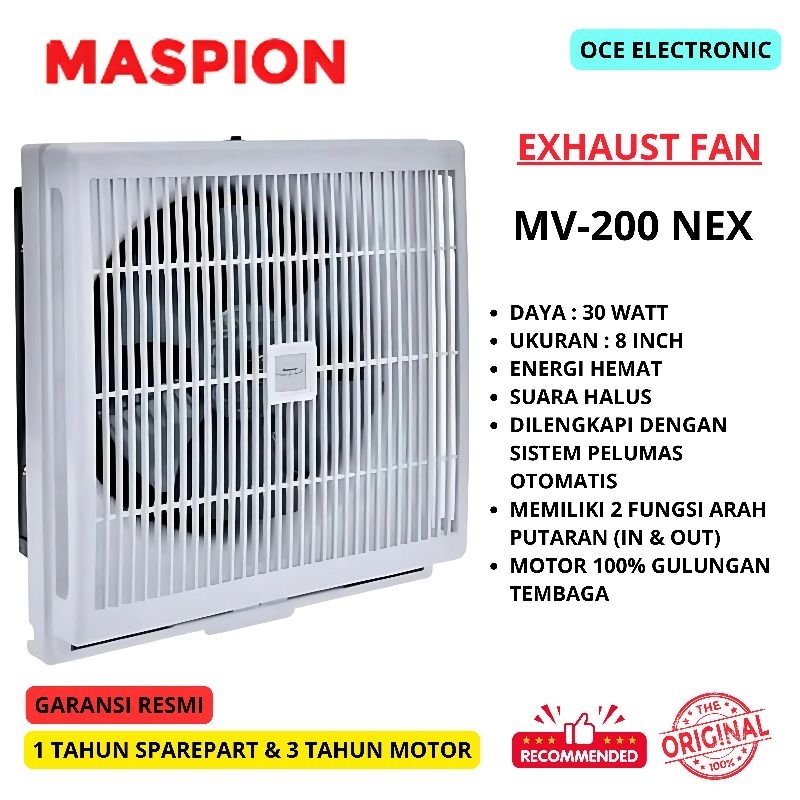 EXHAUST FAN MASPION MV-200 NEX 8 INCH EXHAUST FAN DINDING