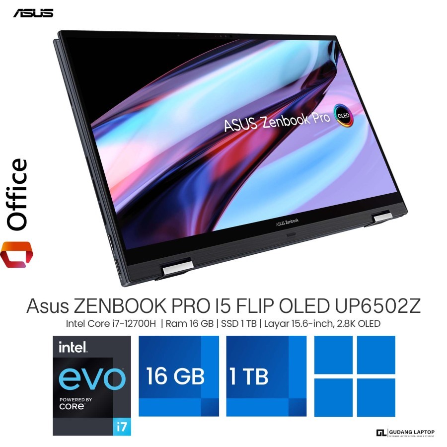 ASUS Zenbook Pro 15 Flip OLED UP6502Z Core i7 Gen 12 Ram 16 GB SSD 1 TB layar 15 inch Touchscreen 2 