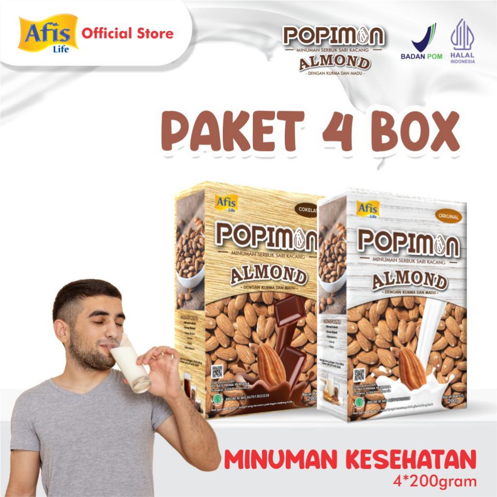 

Afis Popimon Sari Bubuk Almond 4Box - Susu Program - Bumil TM1