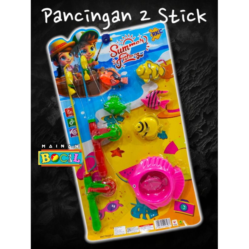 Mainan Anak Pancingan Ikan 2 Stick Pancing + 6 Ikan dan 1 Pcs Wadah Ikan