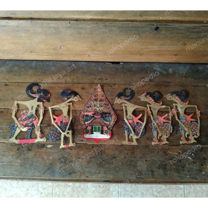 Wayang Kulit Alusan Pandawa 5 dan Gunungan tanpa gapit