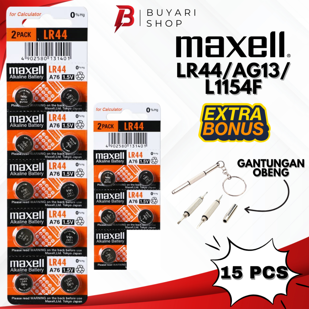 HARGA  Baterai Kalkulator Maxell Casio Citizern Kancing LR44 Original Maxel AG13l kecil Batre laser 