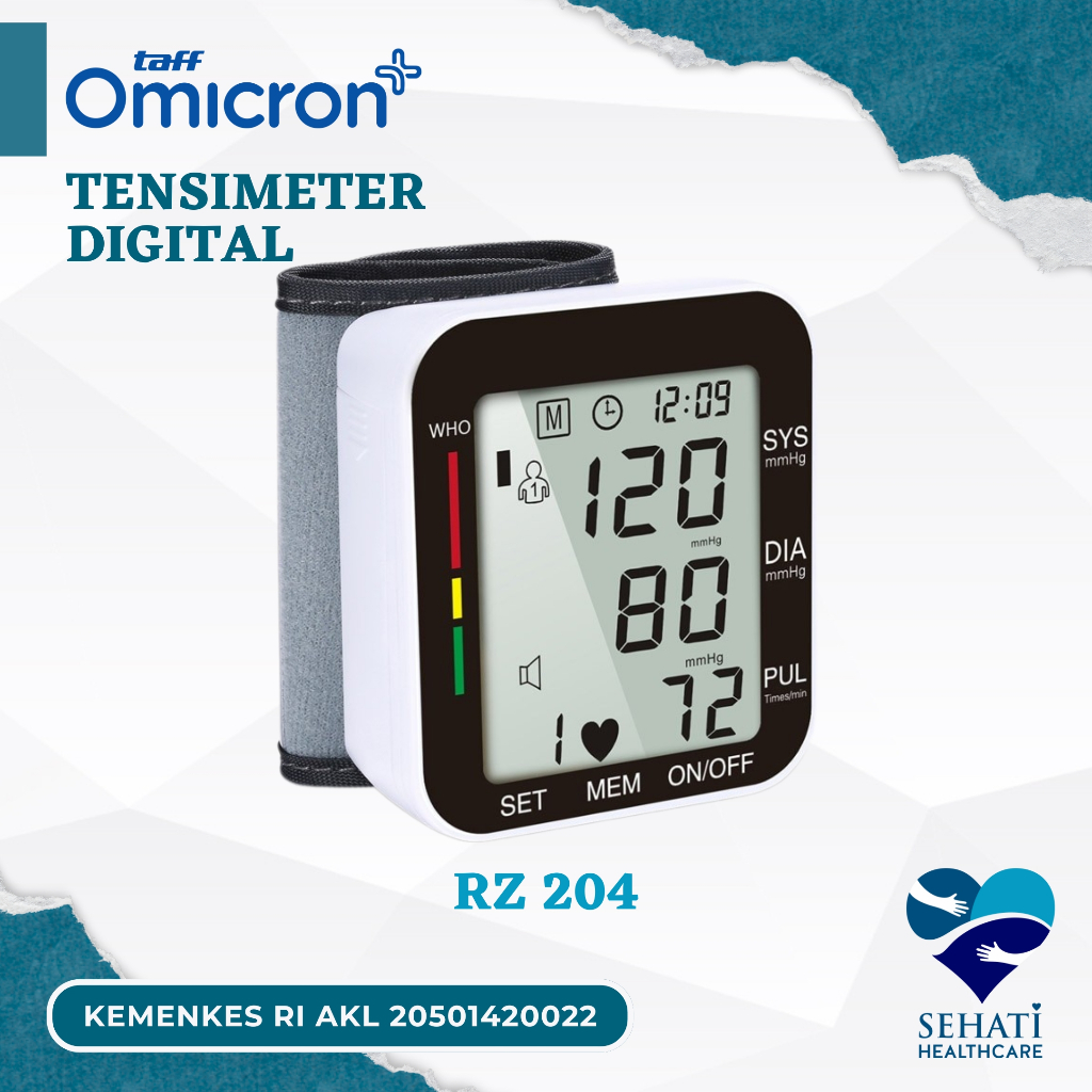Taff Omicron Tensimeter Digital RZ204 Alat Ukur Tensi Tekanan Darah Gelang Pengukur Blood Pressure M