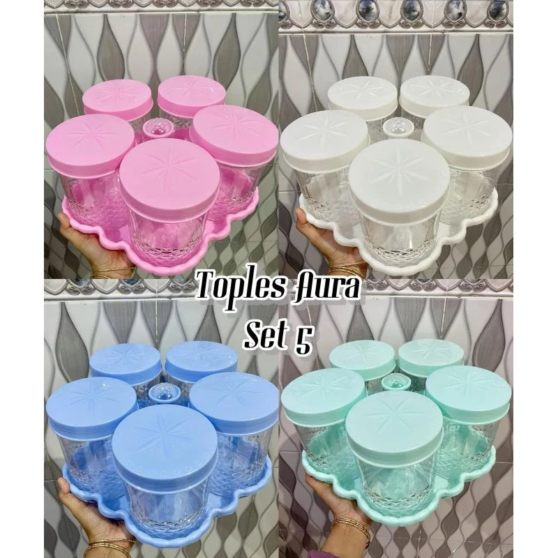 Toples Kue / Toples Snack / Toples / Toples Set Toples Kristal 5 Set Toples Nampan Toples Set Kue Le