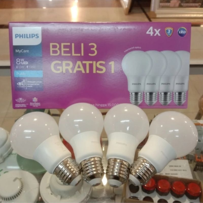 Lampu LED Philips Bulb 8 Watt Paketan