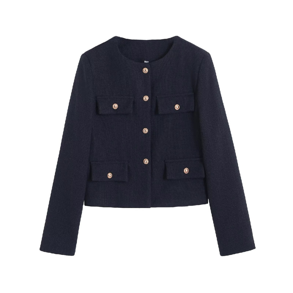 READY STOCK Navy Tweed Classic Blazer