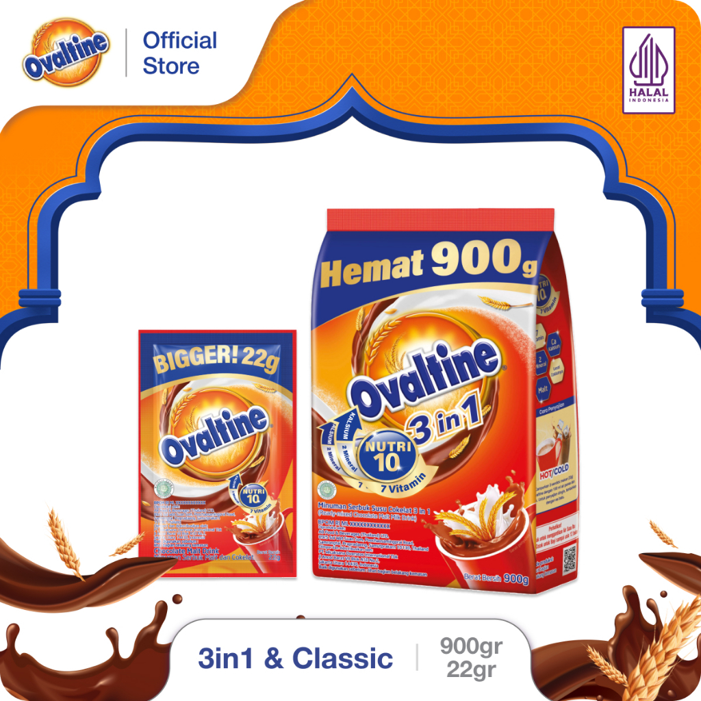 

OVALTINE Paket Bundle 3in1 900g dan Classic 22gx10sx3