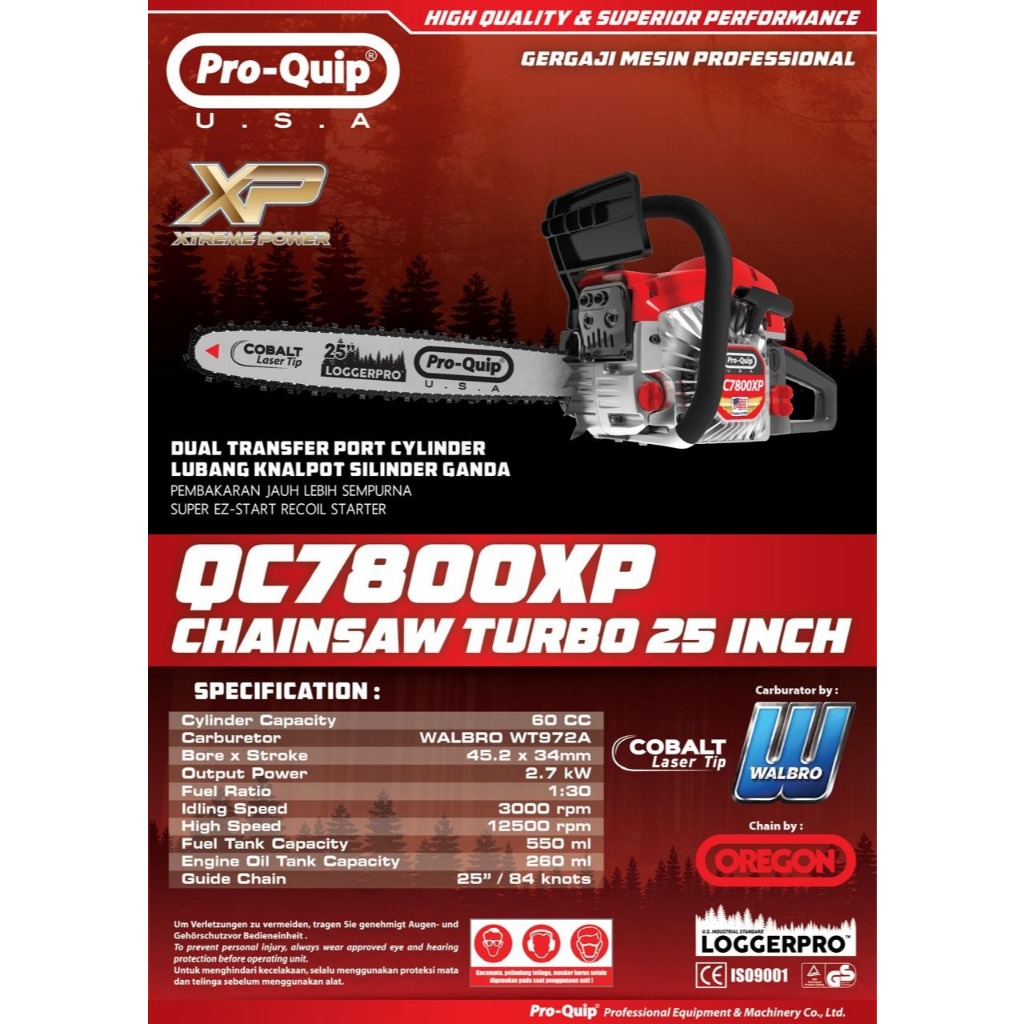 Mesin Chainsaw Laser 25 Inch Proquip QC 7800XP