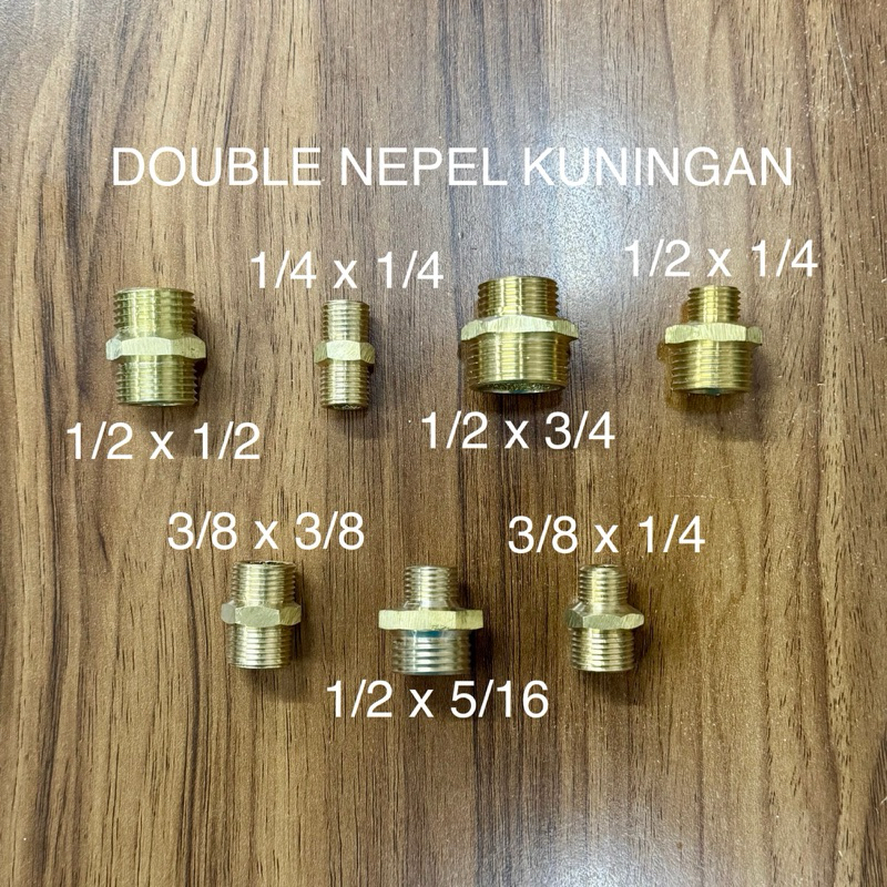 DOUBLE NEPEL KUNINGAN SEMUA UKURAN LENGKAP KUNINGAN